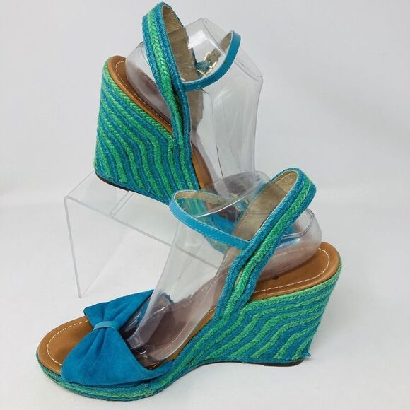 Kate Spade New York Tianna Green Bow Espadrille‎ Wedge Sandals Shoes 11M - Picture 1 of 10